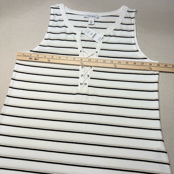 White House Black Market -  White, Black & Tan Striped Sleeveless Top - NWT - Lg - Picture 13 of 15